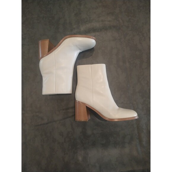 Mark Fisher Healed Leather Boots Sz 9.5 Beige Boho Cottage Core Classic - Picture 1 of 12
